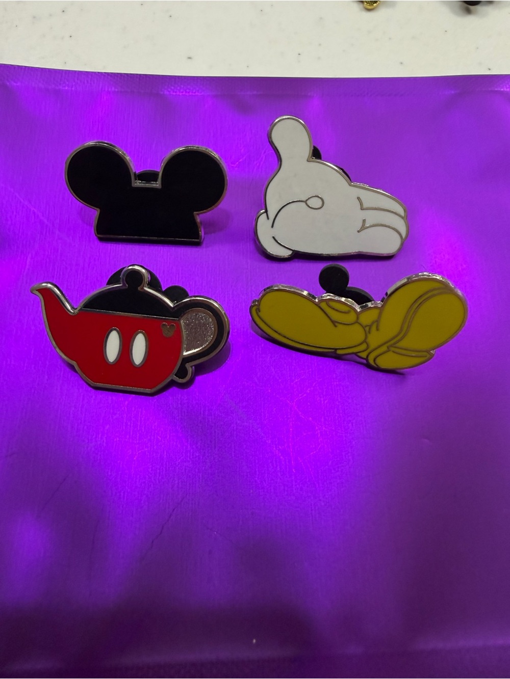 Disney Mickey-Inspired Enamel Pin Set — Black, White, Red, Yellow